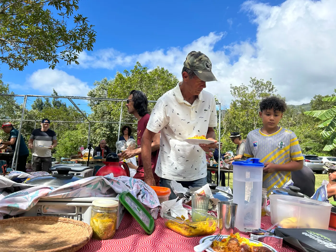 A shared meal at a picnic